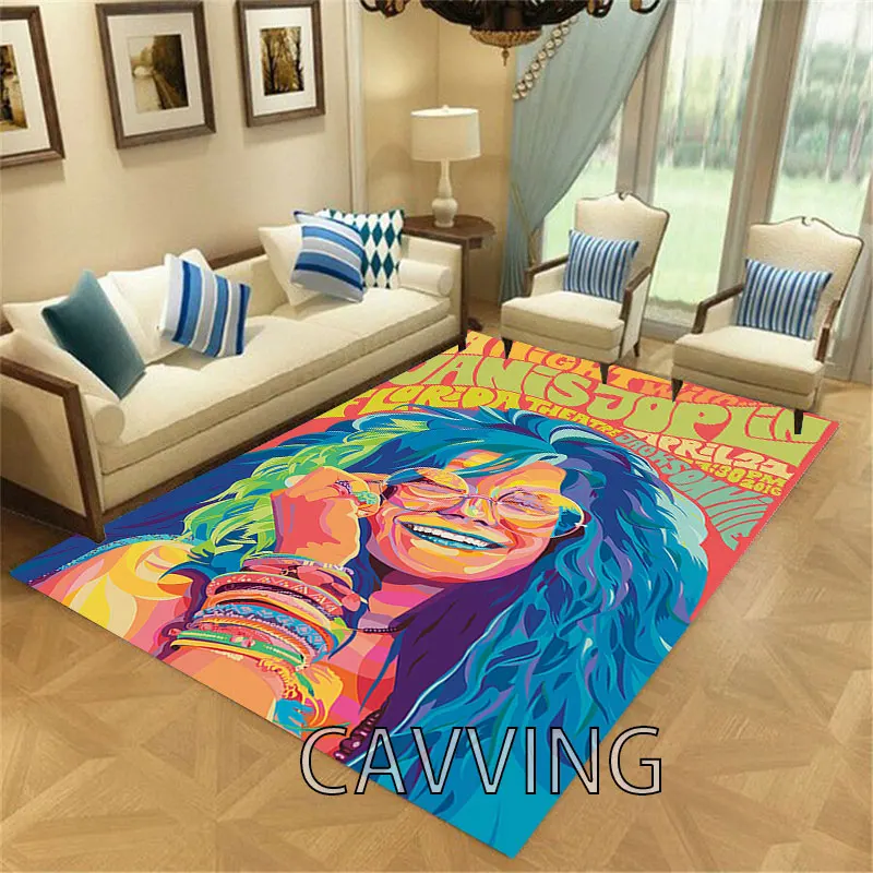 Janis Joplin 3D Print Carpet Flannel Rugs Anti-slip Large Rug Home Decoration for Living Room Bedroom Carpets Home Decor