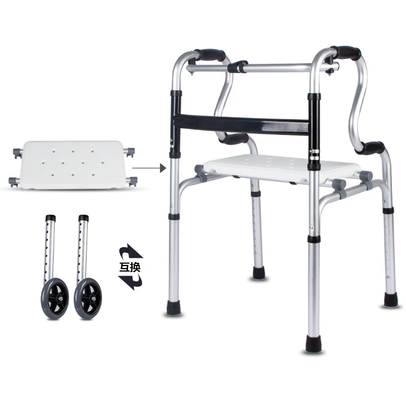 Déambulateur pliable pour personnes âgées avec siège, roues réglables, aide à la marche pour personnes âgées, rééducation, rollator, soutien pour personnes handicapées en matière de mobilité