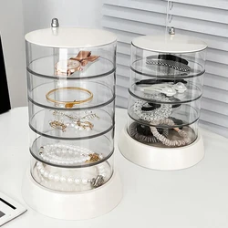 Clear Jewelry Organizer Rotatable Cute Acrylic Jewelry Box for Hair Accessories Earring Necklaces Bracelet Tray Jewelry Holder