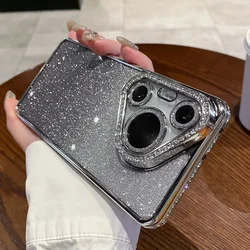 Luxury New Edge Diamond Sparkling Powder for Huawei Pura 70 Pro Ultra Fall Protection Cover Bumper