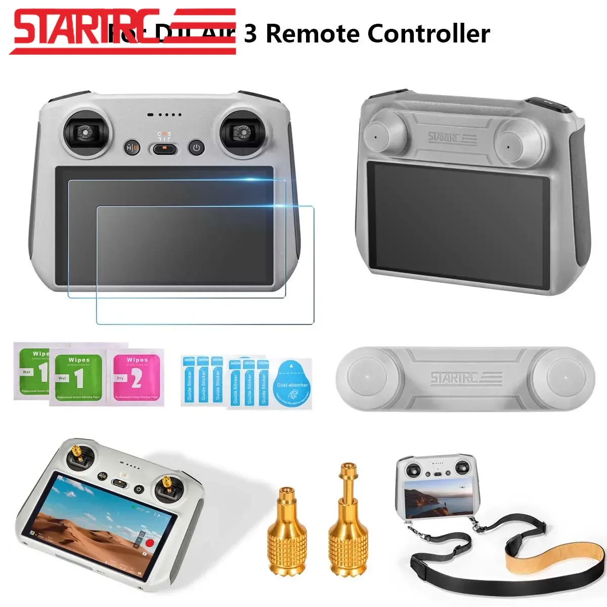 Аксессуары для пульта дистанционного управления RC2 для DJI Air 3/Mini 4 Pro, защитный чехол из закаленного стекла для джойстика, Плечевой и шейный ремешок Rocker