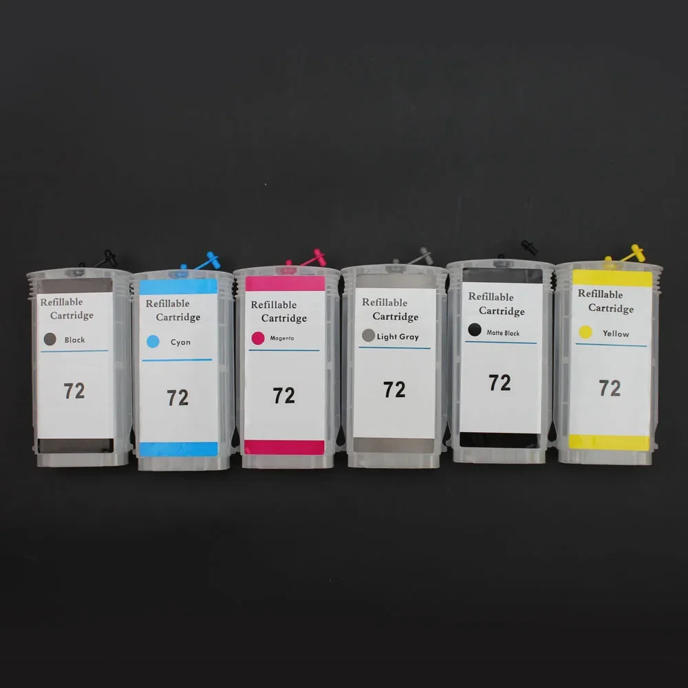 130mlx6pcs For HP72 Refillable Ink Cartridge For HP Designjet T610 T770 T790 T1100 T1120 T1200 T1300 Printer With ARC Chip