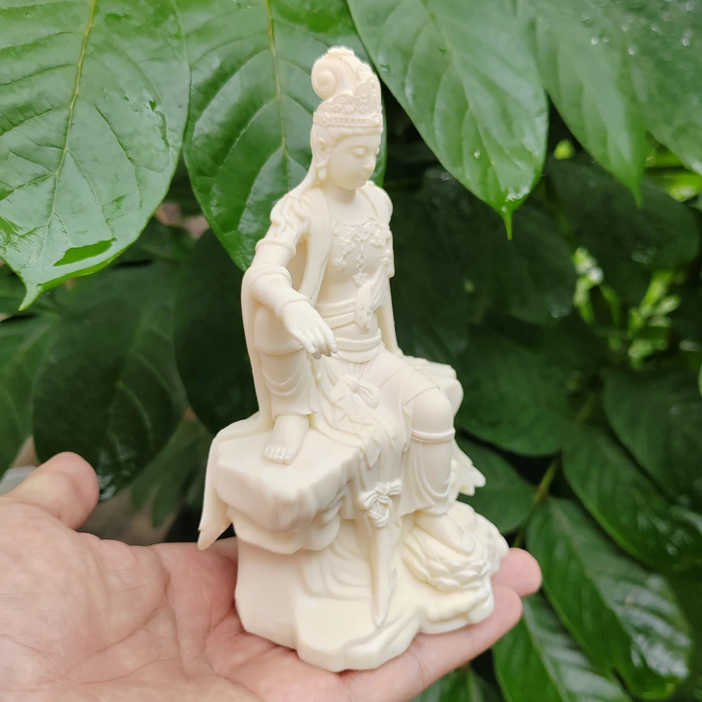 White Resin Guanyin Bodhisattva Sculpture, Birthday Gift, Christmas Gift, Halloween Decoration, Party Decoration, Creative Desktop Ornament, Office Decoration, Holiday Decoration, Statue Ornament view 5