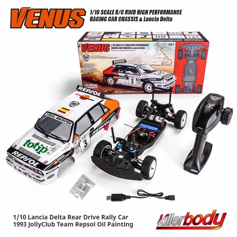 Killerbody VENUS 1/10 RC Car 4WD Off-Road Vehicle Rear-Wheel Drive Racing Car Chassis And Pc Beautiful Car Shell Car Model Toy