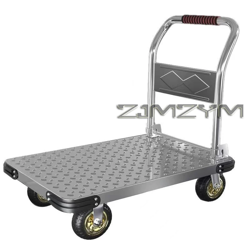 

1Pcs Pull Goods Trolley Supermarket Warehouse Folding Trolley Silent Flatbed Trailer Labor-saving And Space-saving Moving Truck