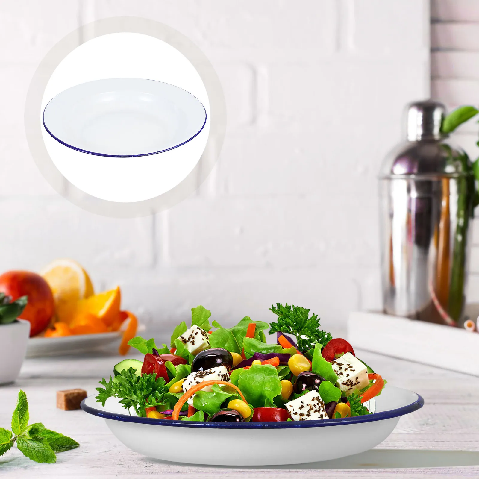 

Набор из 4 эмалированных обеденных тарелок с непористой поверхностью, легко моются, долговечные, для дома, отелей, ресторанов, неглубокие эмалированные сервировочные тарелки