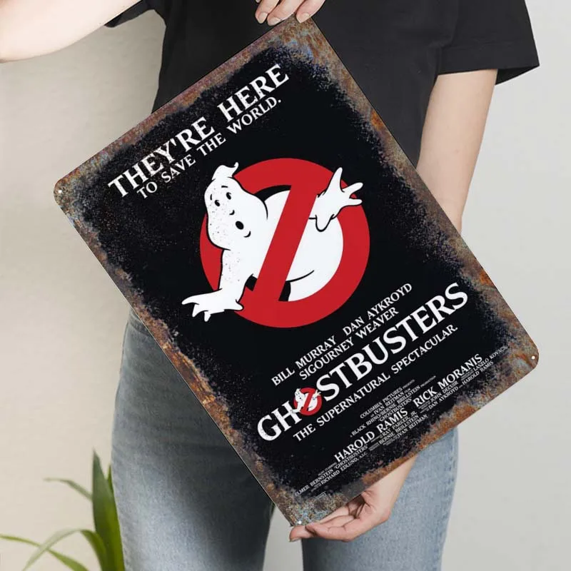 Ghostbusters Movie Poster Decoration for Home Decor Retro Metal Tin Signs Vintage for Bar Restaurant Coffee Bar Wall Decoration