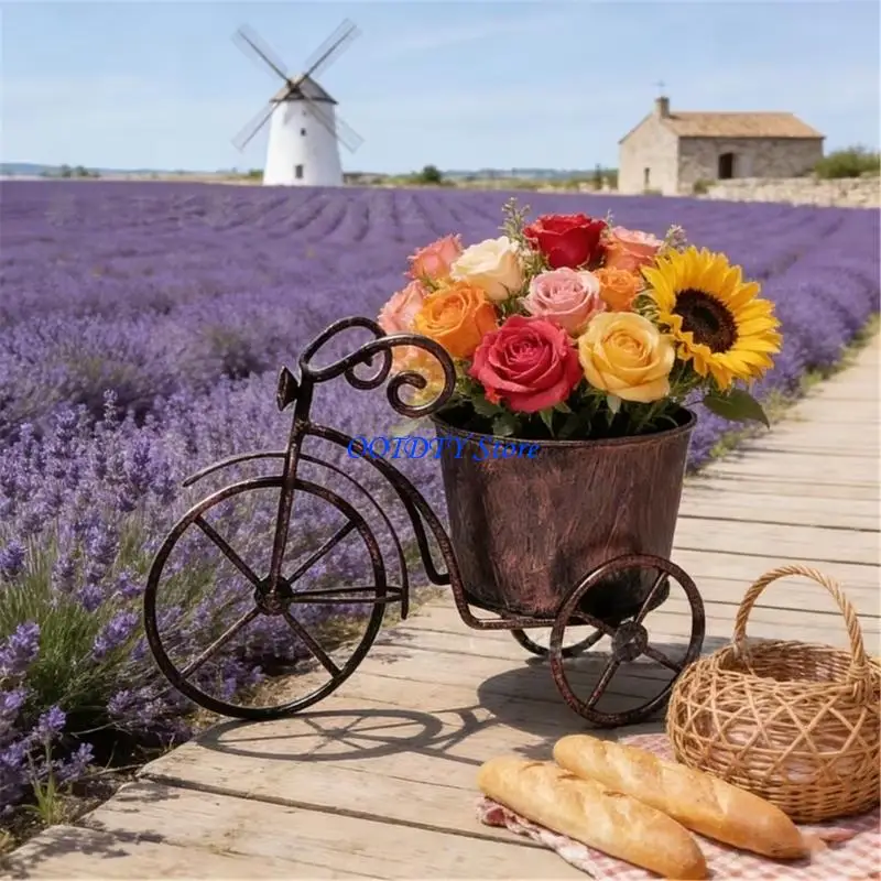 367A Portable Garden Cart Mobile Plant Stand Stylish Rolling Storage Rack Decoration