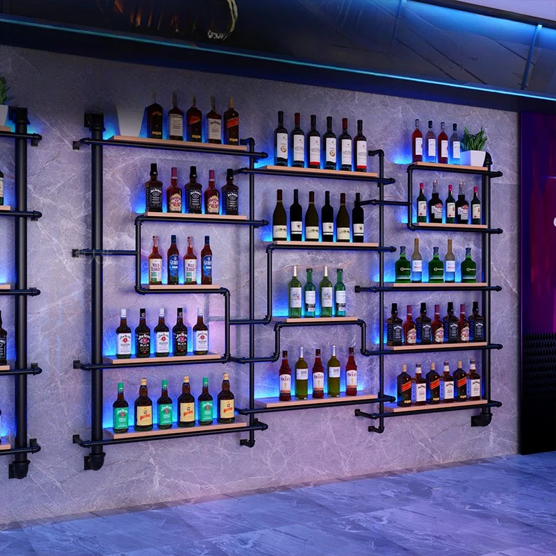 

Bar Exterior Farmhouse Cabinet Display Shop Furniture Vinegar Wine Glass Wall Restaurant Modern Nightclub Holder Drink Showcase