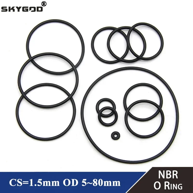 

10/50Pcs NBR O Ring Gasket CS 1.5mm OD 4.5mm ~ 80mm Automobile Nitrile Rubber Round O Type Corrosion Oil Resist Sealing Washer