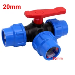 High Standard PE Pipe 3 Way Ball Valve Plastic Valve Ball 20/25/32mm Connection Hose Regulated Water Flow Easy Installation