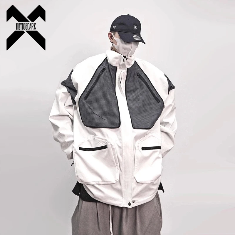 

Men's Autumn Hip Hop Streetwear Jacket Y2K Oversized Stand Collar Baseball Coat Multi-Pocket Loose Varsity Jackets Unisex