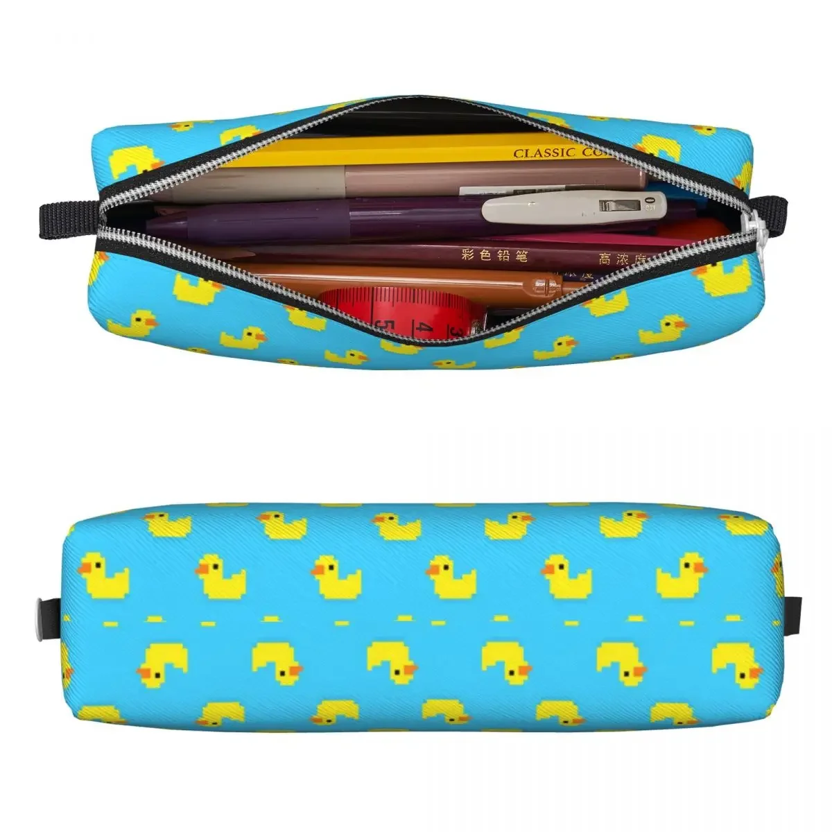 Yellow Bath Duck Pencil Cases Fun Cute Animal Pen Holder Bag Girl Boy Large Storage Students School Cosmetic Pencilcases