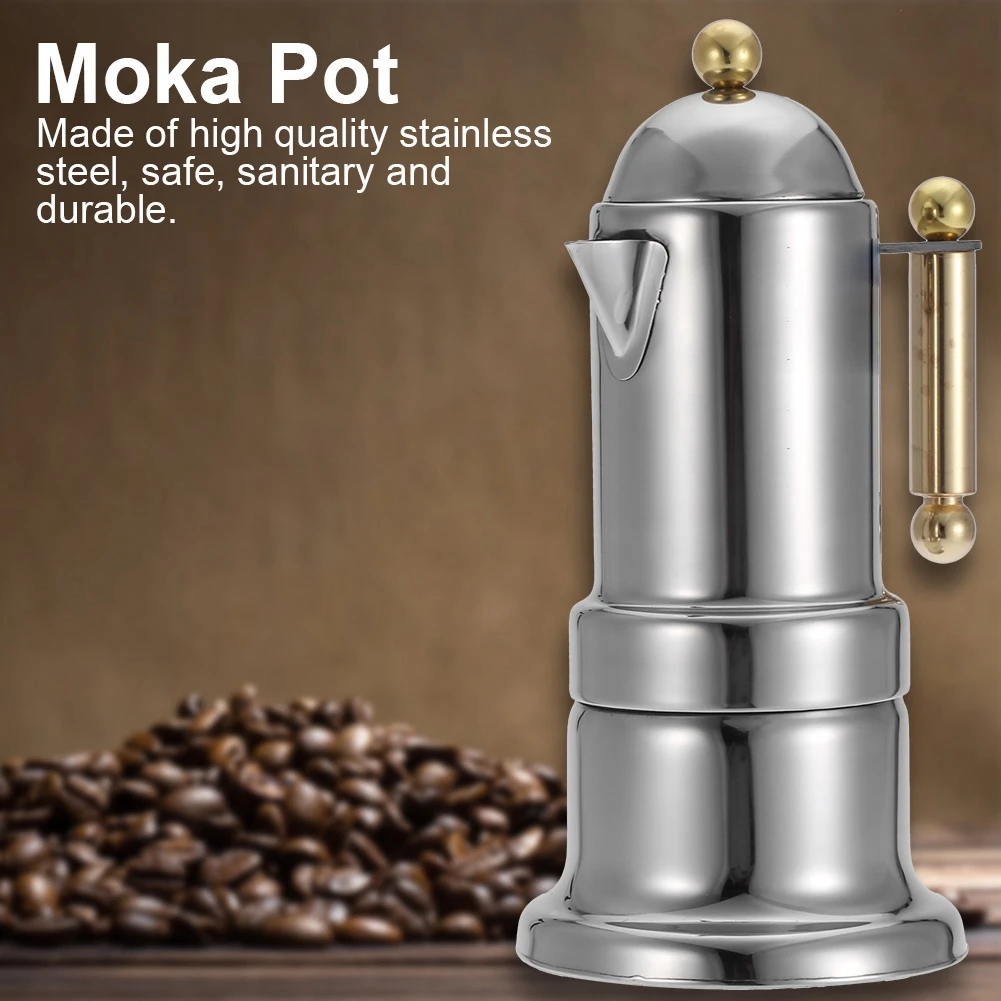 Stainless Steel  Pot Stovetop Coffee Maker with Safety Valve 200 Ml