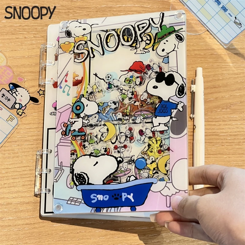 New SNOOPY Shake Acrylic A5 Notebook Detachable Cartoon Interest Diy Notepad Surprise Friend Gift Student Stationery Wholesale