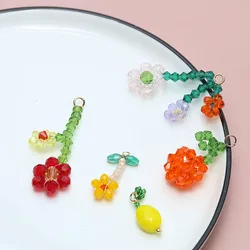 6pcs Diy Jewelry Accessories Summer Flower Fruit Glass Crystal Beads Woven Handmade Earrings Material Pendant Charms