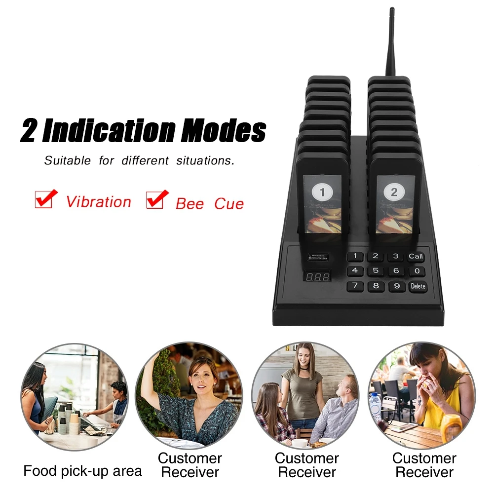 SU-666 Calling Pagers System 433.92MHz High Sensitivity 999-channel Restaurant Pager Wireless Coaster Pager Guest Paging System
