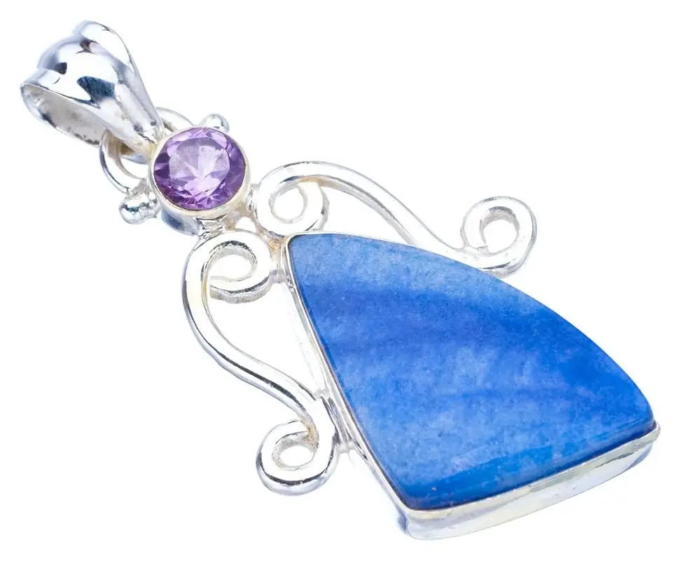 

Hesy® Natural Sodalite AmethystHandmade 925 Sterling Silver Pendant 1.75" F3606