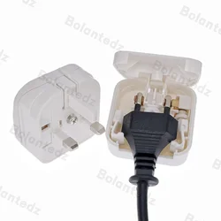 European EU To UK Travel Power Adapter With 5A Fuse UK British Electrical Plug Adapter Outlet AC Charger Power Cord Socket