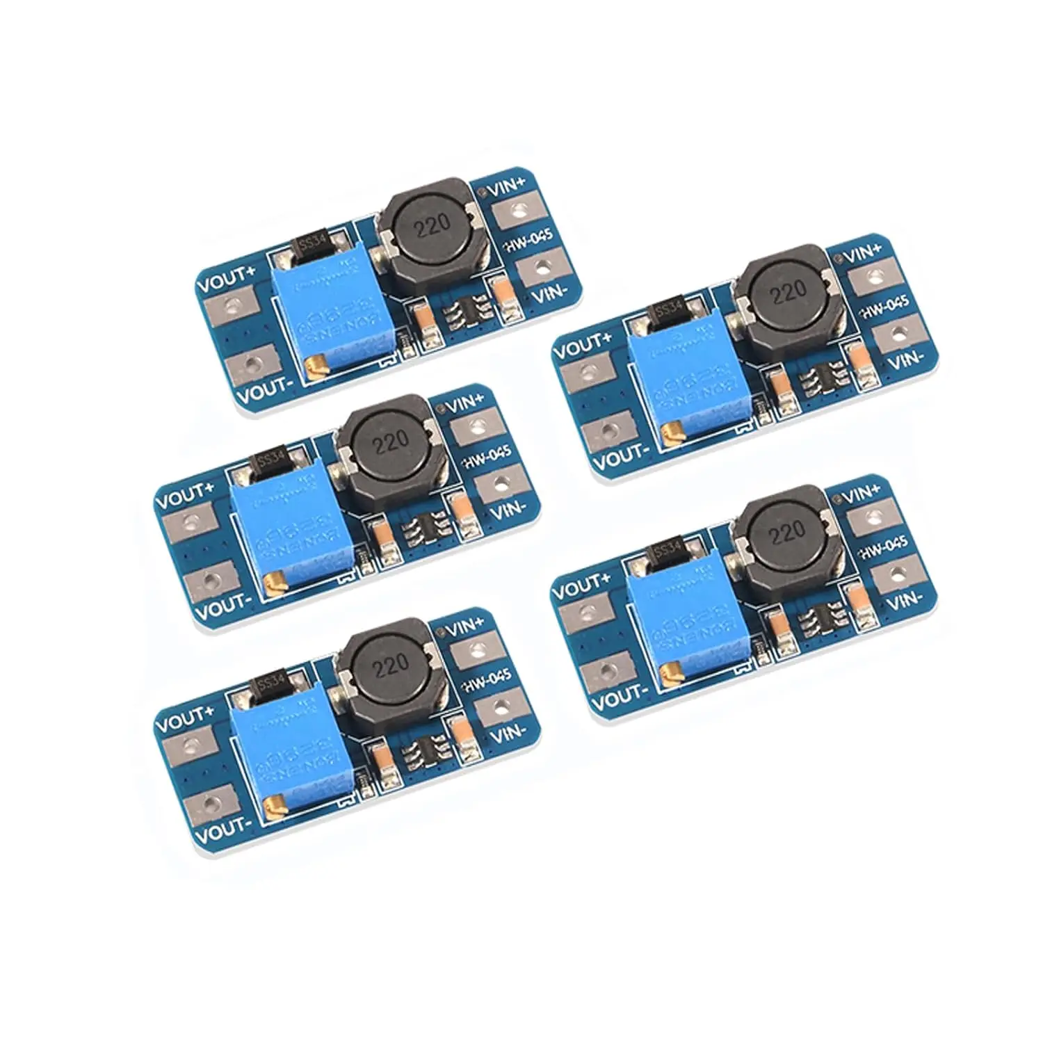 MT3608 DC-DC Step Up Boost Power Converter - 2A Module, Adjustable Step Up Voltage Regulator Board - 2-24V to 5V-28V Output Volt