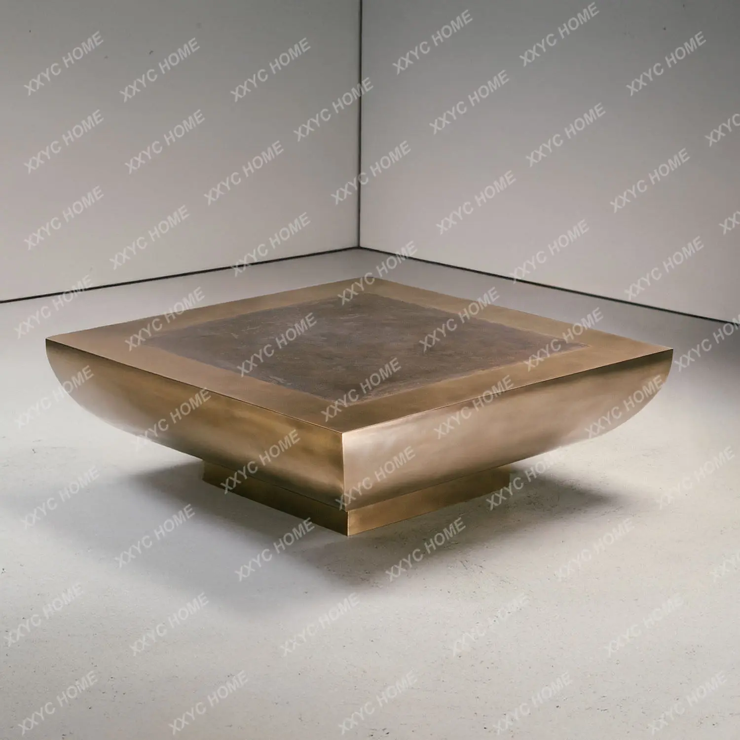 PG simple modern large coffee table bronze color old living room square home designer creative special-shaped coffee table