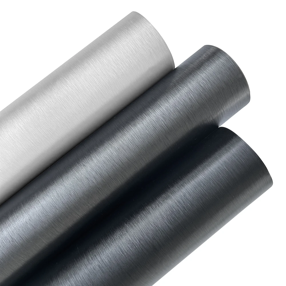 Matt Gebürstete Aluminium-Vinylfolie Silber Autoaufkleber PVC Selbstklebender Schutzaufkleber mit Luftfreisetzung Motorrad-Zubehör – Detail 2