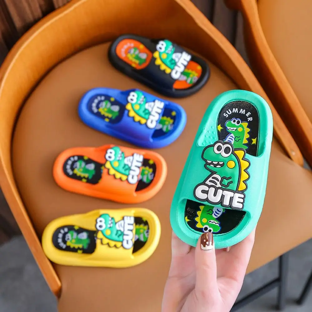 

Cartoon Cute Dinosaur Slippers Platform PVC Cartoon Animal Slippers Solid Color Anti Slip Children's Bathroom Sandals Boys