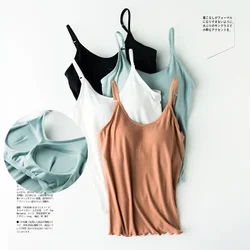 2026 day line modal thread beauty back new steel-free integrated chest pad camisole bottoming shirt with chest pad camisole