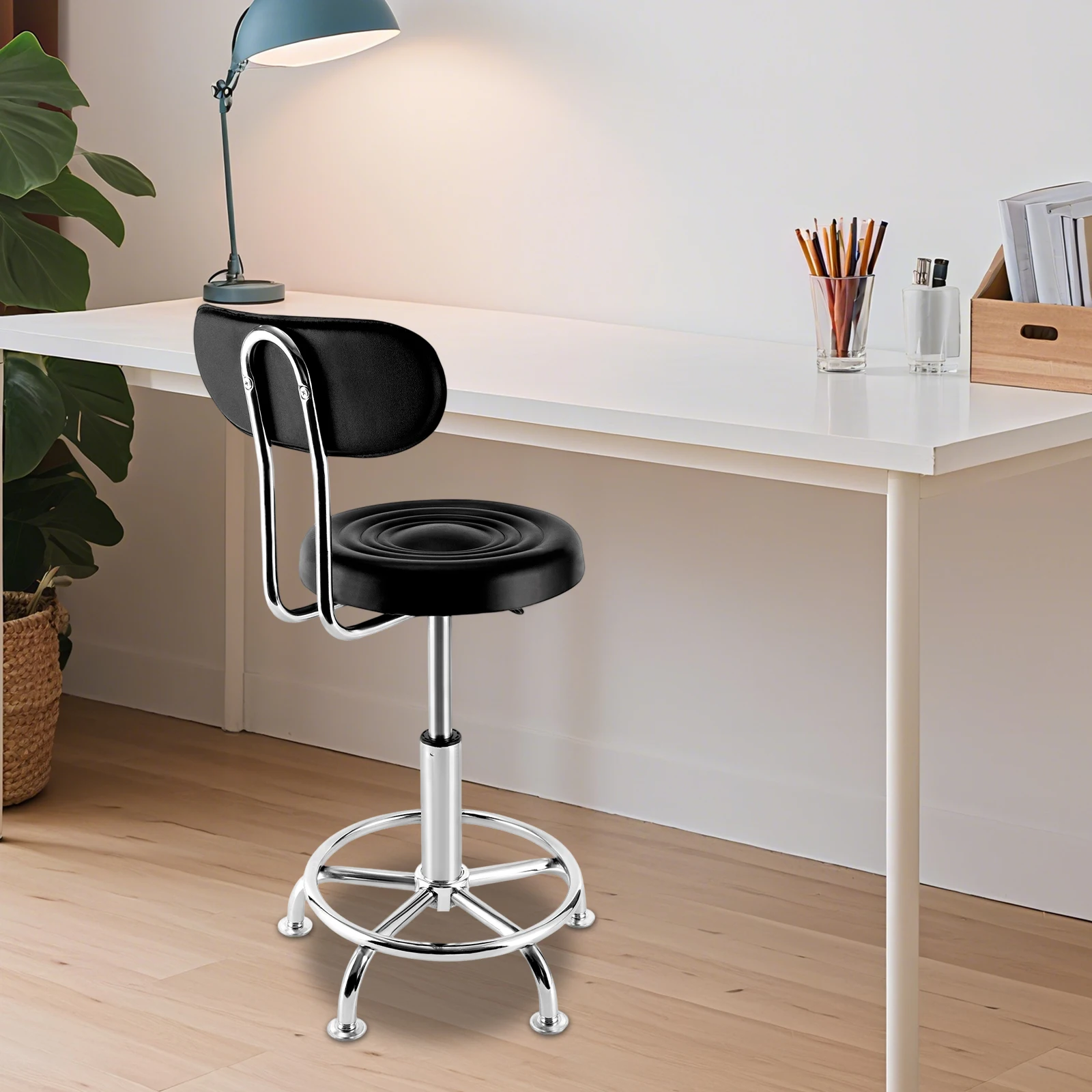 Salon Chair with Comfortable Backrest, Adjustable Long-Hour Sitting Without Fatigue, 330lbs Weight Capacity, Black Modern Design image 6