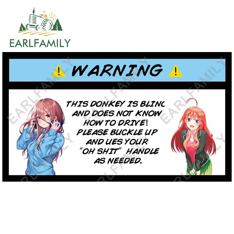 

EARLFAMILY 13cm x 7.4cm for Miku Nakano Itsuki Nakano Funny Car Stickers Warning Decals Refrigerator Laptop Graffiti Graphics