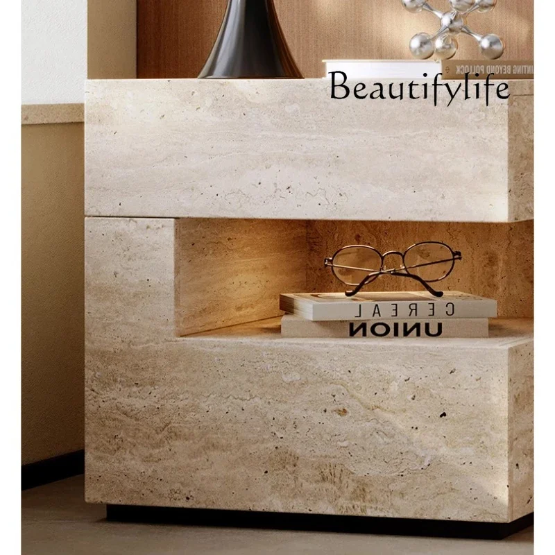 XE بيج جمالي لطاولة السرير وغرفة النوم، منظم مصمم بأدراج بسيطة، خزانة تخزين أثاث Mesita Noche