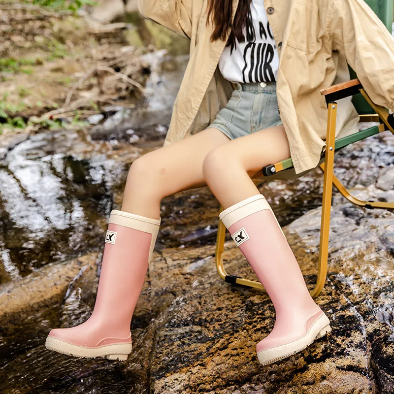 Spring-autumn High Rubber Boots Women Waterproof Work Garden Galoshes Female Oil-proof Non-slip Rain Shoes Fishing Water Boot