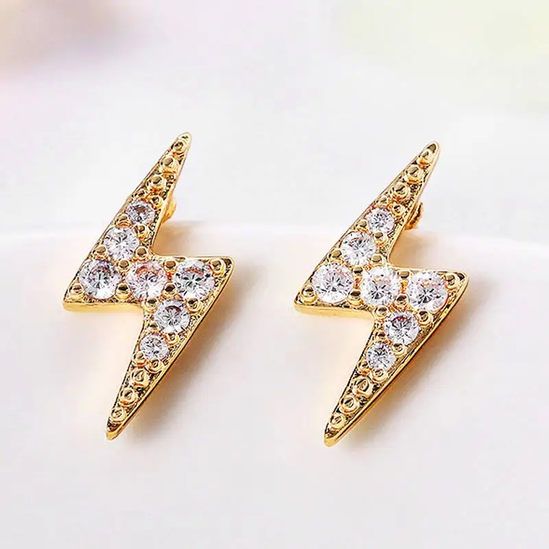 Huitan, encantadores pendientes con forma de rayo para mujer, con incrustaciones brillantes de CZ, accesorios diarios para mujer, joyería elegante para fiesta