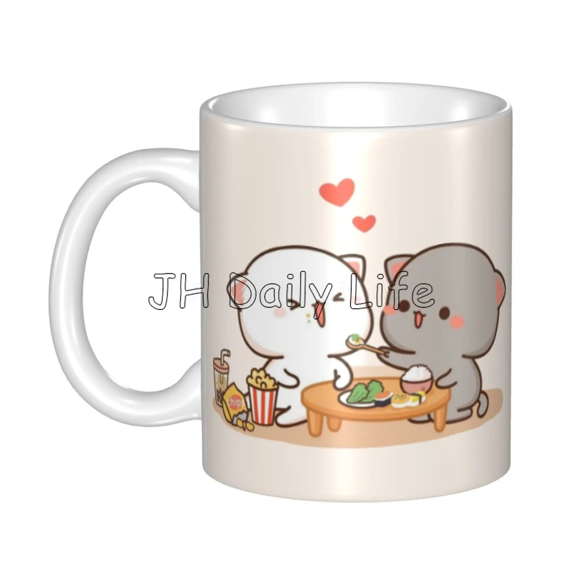 Peach and Goma Coffee Mugs Mocha Mochi Peach Cat Ceramic Mug 11oz High Quality Fashion Tea Milk Cocoa Cup Unique Office Gifts