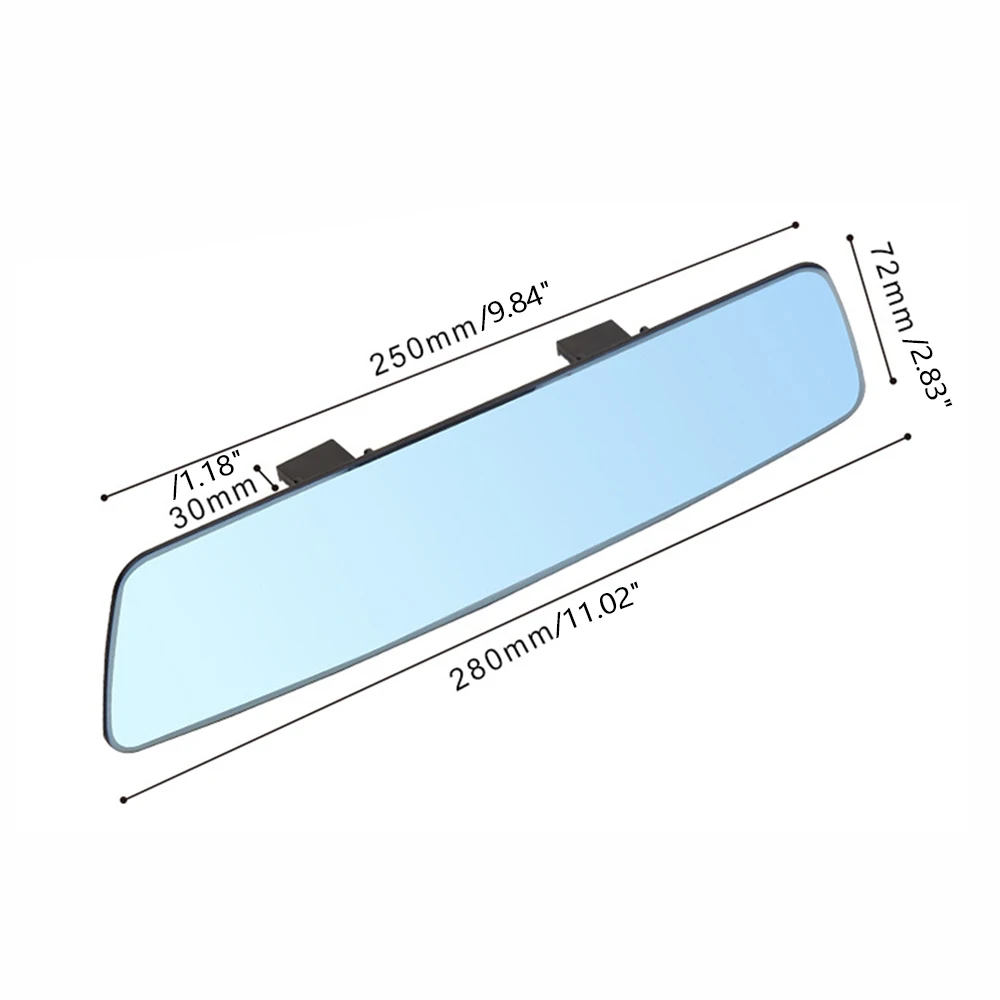 2.5D Full Screen HD Glass Anti-glare Wide-angle Blue Frameless Mirror  3000R Micro Curvature Lens Car Interior Rear View Mirror