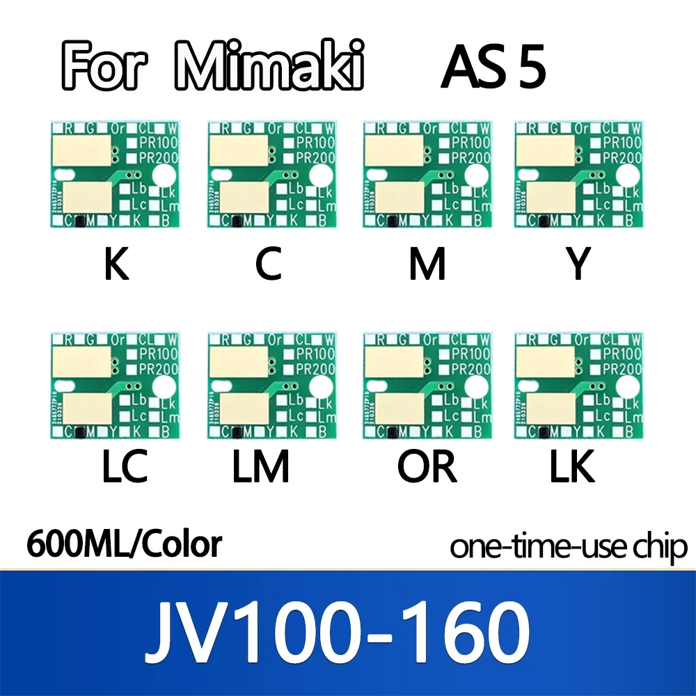 600ML AS5 AS 5 Ink Chip for Mimaki JV100-160 Ink Bottle disposable chip K C M Y LC LM LK OR