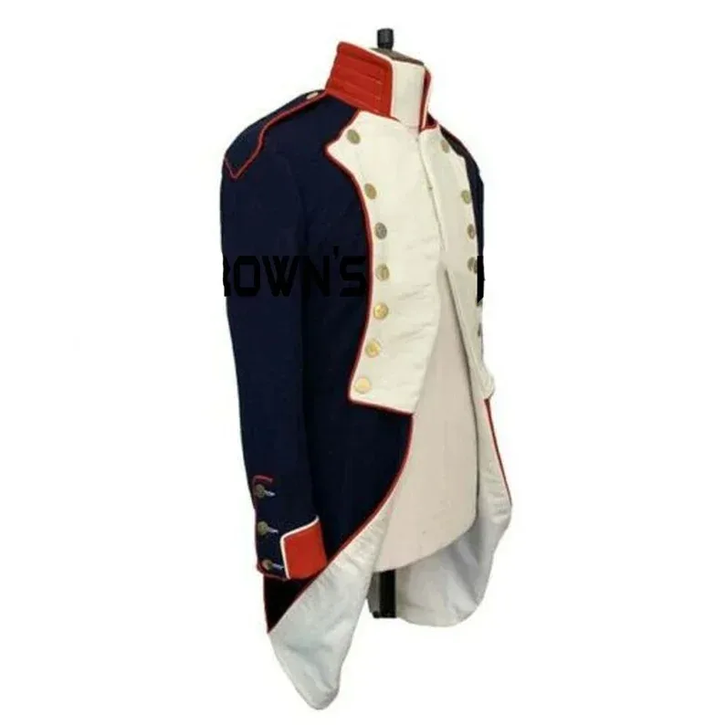 Chaqueta de reproducción de uniforme napoleónico británico azul, abrigo militar gótico Steampunk de la guerra Civil victoriana para hombre
