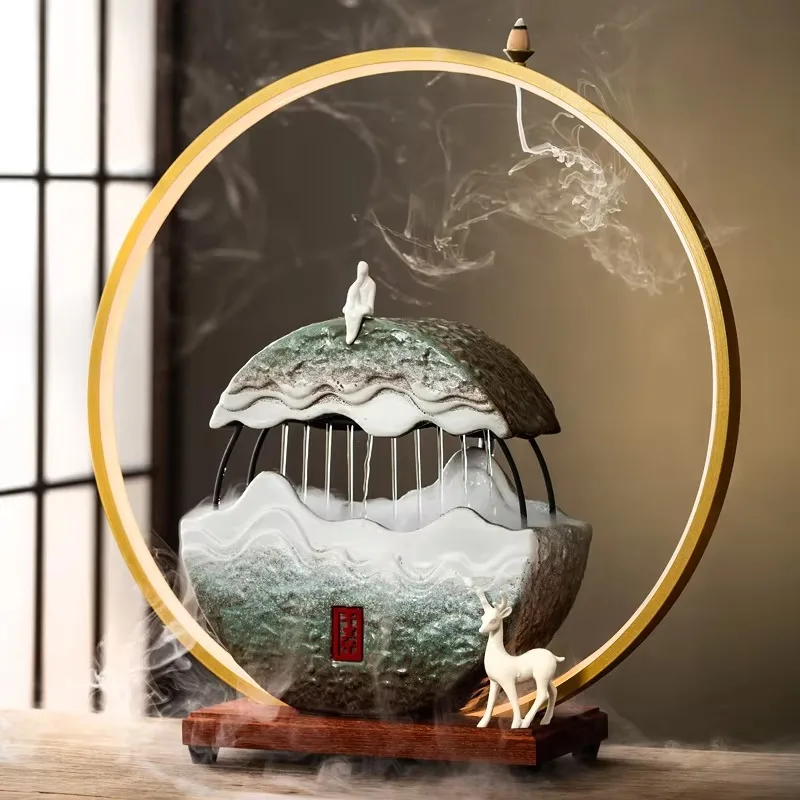 Chinese Thousand Miles Jiangshan Waterfall Installation Simple Decoration Office Living Room Guanshan Pottery