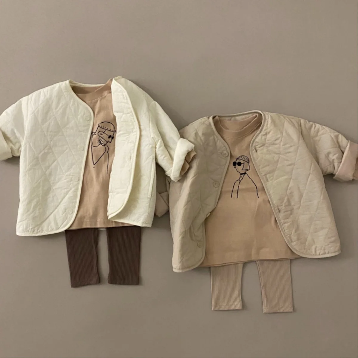 2025 Spring New Baby Long Sleeve Coat Cotton Boys Girls Thin Padded Jacket Solid Infant Toddler Warm Casual Cardigan Coat 3