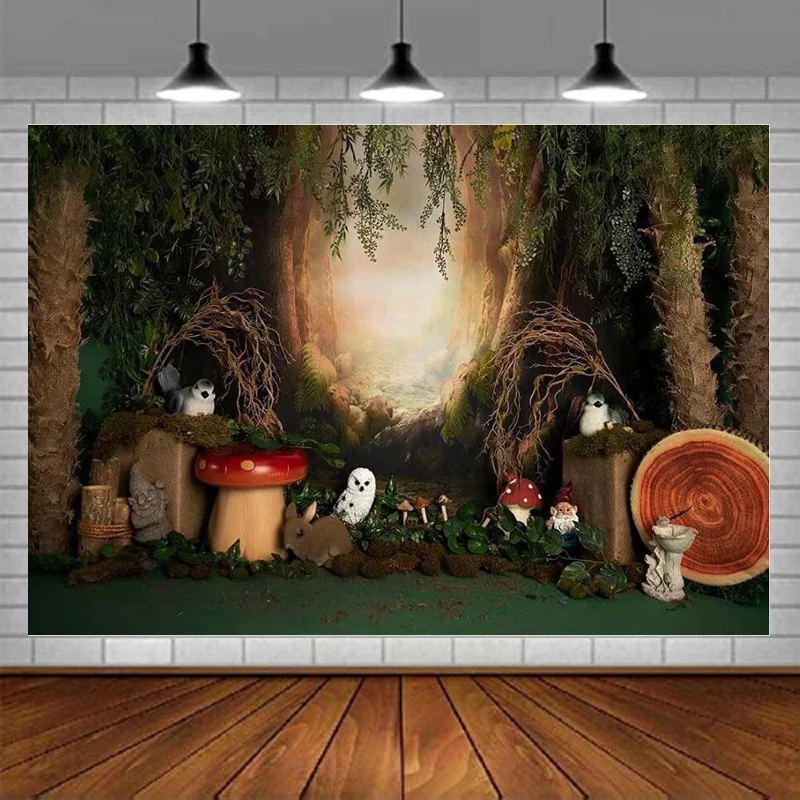 Fairy Forest Photography Backdrops Dream Forest Baby Birthday Party Decoration Poster Wonderland Jungle Background Props Banner