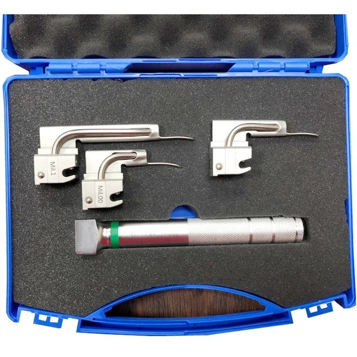 Hospital Medical Stainless Steel Pediatric Miller Fiber Optic Laryngoscope Set For Airway intubation