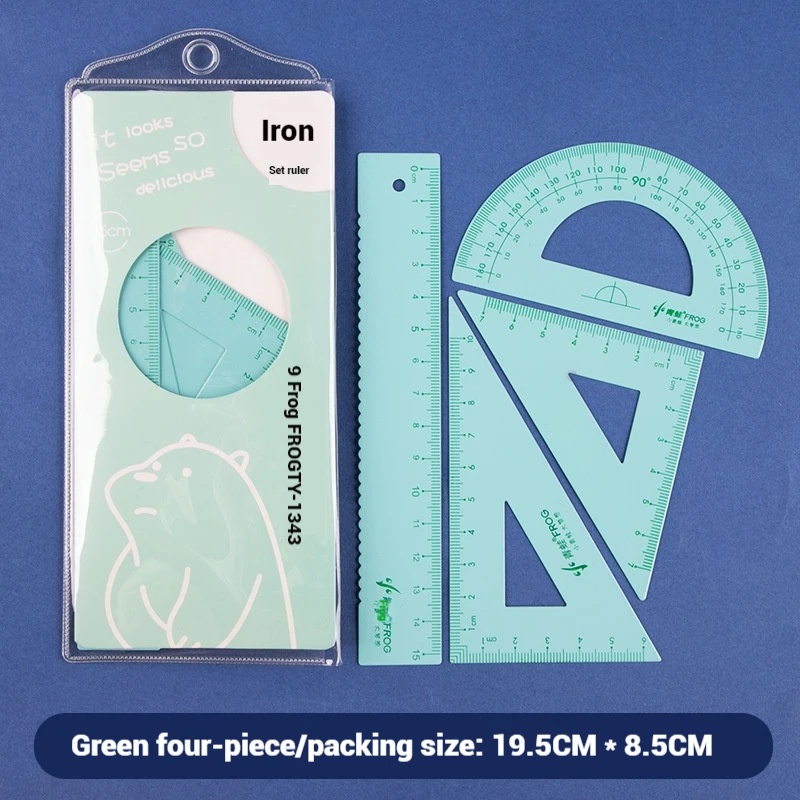 Creative iron ruler set trigonboard primary school stationery multi-functional simple measurement painting tools