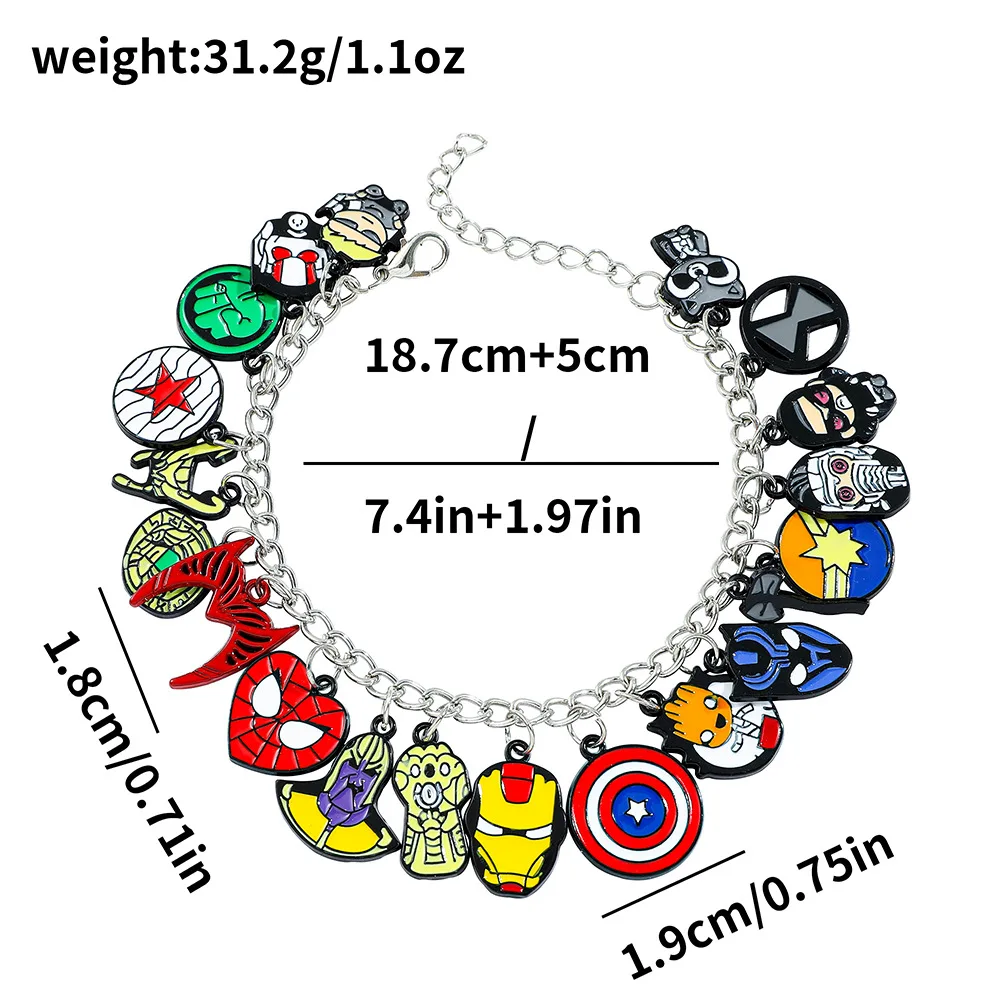 Vintage Silver Color Charms Bracelets for Women, DIY, Marvel, Spiderman, Thor, Iron Man, Brand Bracelets, Jewelry