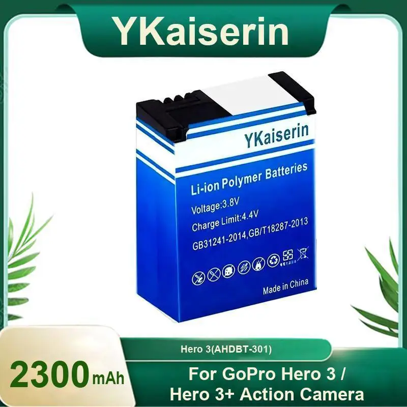 

Long Lasting Sports Camera Battery 2300Mah Good Low-Temperature Performance For Gopro Hero 3 3+ Action Ahdbt-301