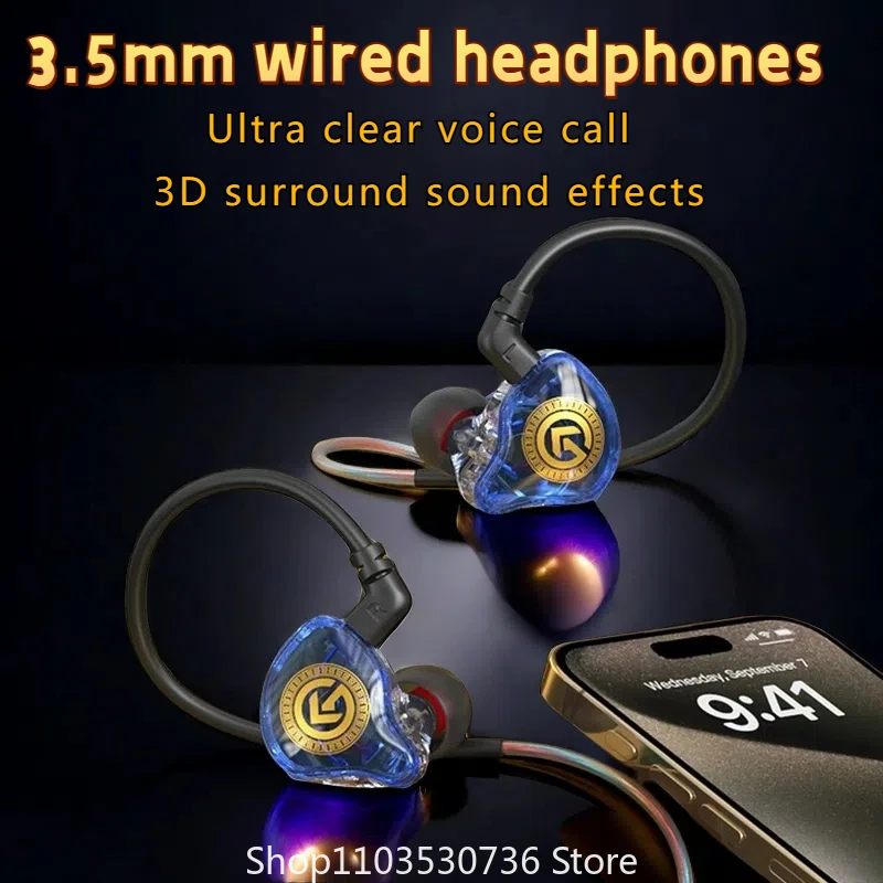 Wired Earphone 3.5mm Type C Digital Chip In Ear Headphone Wire-controlled Headset With Mic For iPhone 15 Android Samsung