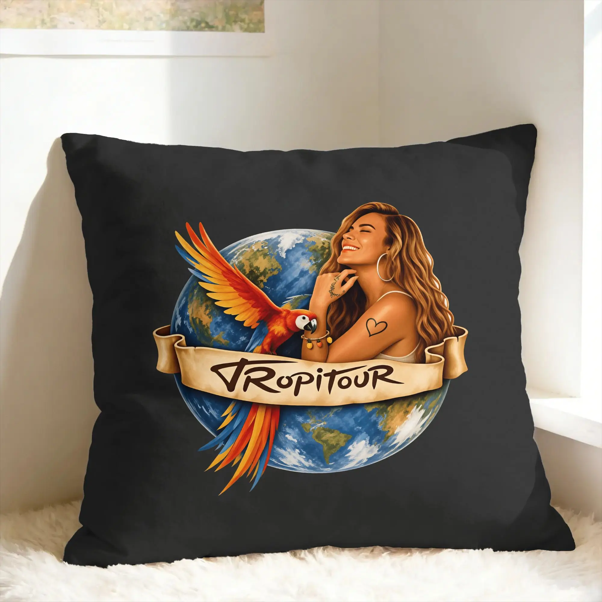 Karols G Tropicoqueta Tour 2026 Pillow Cover  Cute Funny Pillow Case For Living Room Chair Soft Cushion Cover Birthday Gift