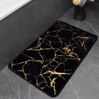 Marble Bathroom Rugs Nonslip Black Gold Bathroom Mats Soft Rabbit Fur Bath Mats for Bathroom Floor Mats Carpet коврик для ванной