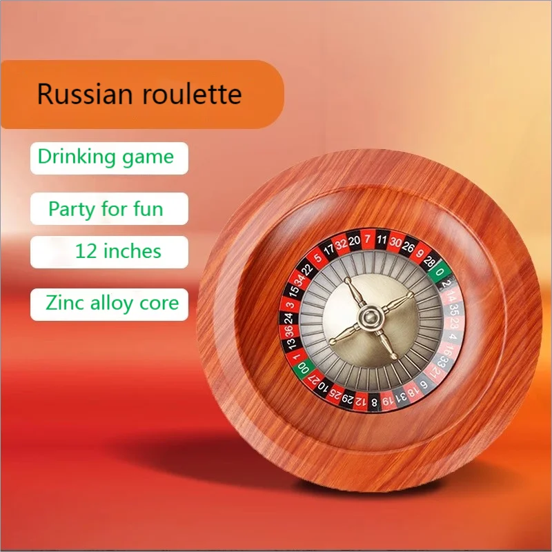 

12" Wooden Russian Roulette board game lottery turntable lucky big turntable entertainment props KTV drinking toys