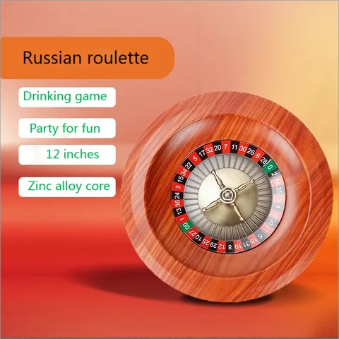 12" Wooden Russian Roulette board game lottery turntable lucky big turntable entertainment props KTV drinking toys