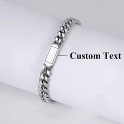 Personalized Customized Inscription Name Engrave Bracelet for Women Cuban Stainless Steel Bracelets Men Wholesale Jewelry